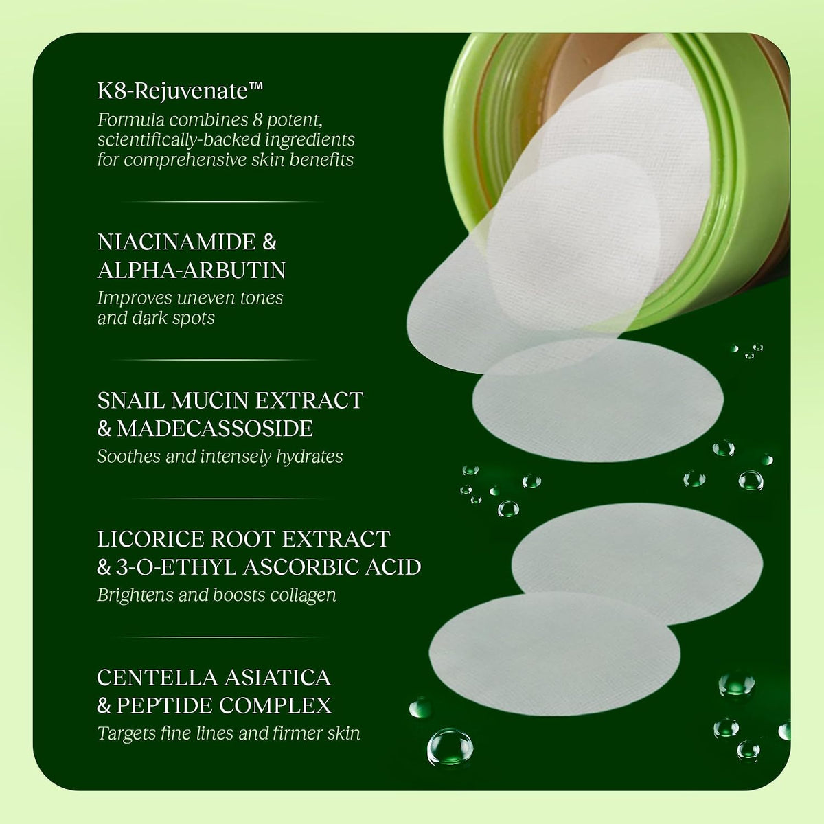 JIYU Toner Pads - Korean Skincare for Dark Spots, Wrinkles & Dull Skin